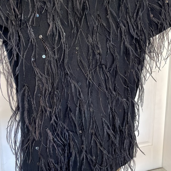 Oscar de la Renta cashmere, sequin and ostrich feather top - Picture 6 of 7
